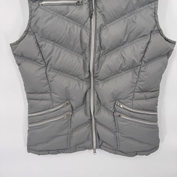 Athleta Full Zip Quilted Puffer Vest Womens Medium Gray Nylon Goose Down Pockets - Picture 3 of 10